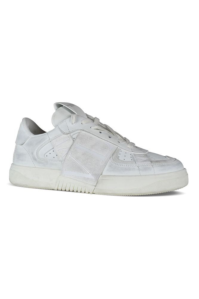 Valentino Garavani Distressed White Leather Vl7n Sneakers