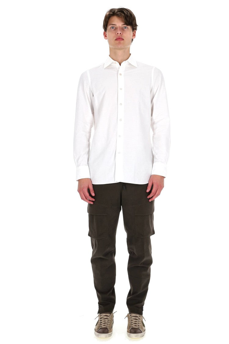 Finamore Gaeta Linea Cotton Chambray Tailored Shirt