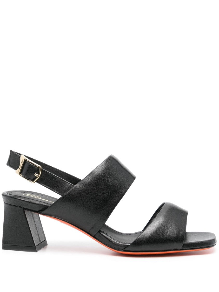Santoni Open-Toe Black Pumps
