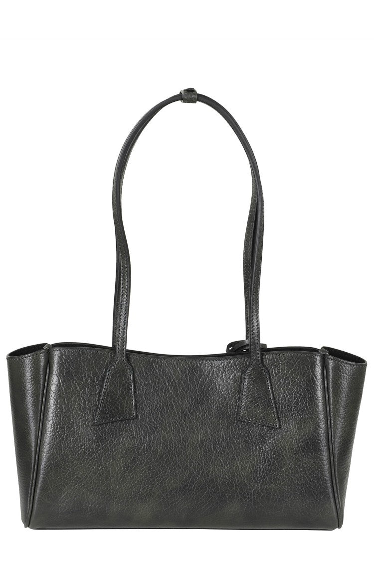 Hidesins Green Textured Shopper S Gold Logo Leather Tote Bag