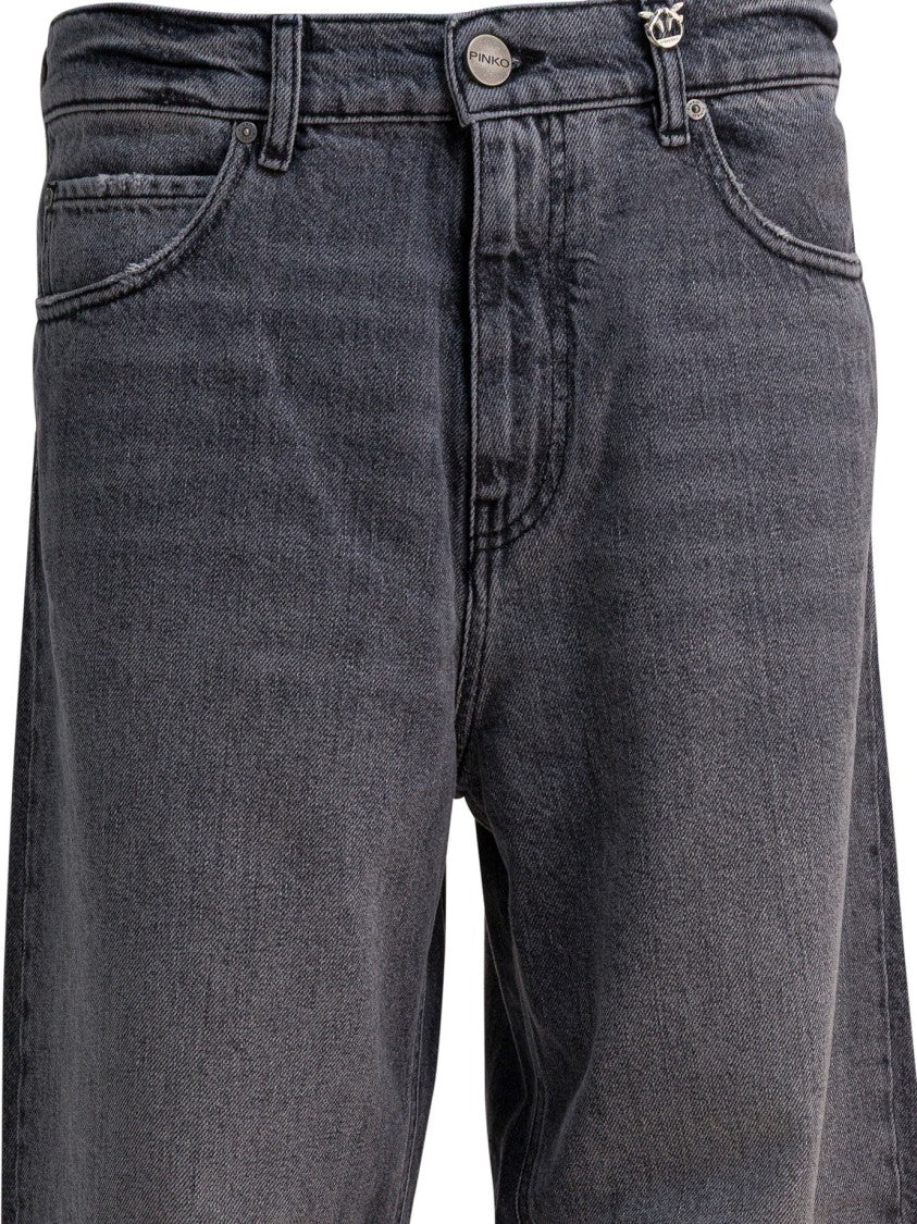 Pinko Balloon-Fit Grey Jeans With Subtle Whiskering