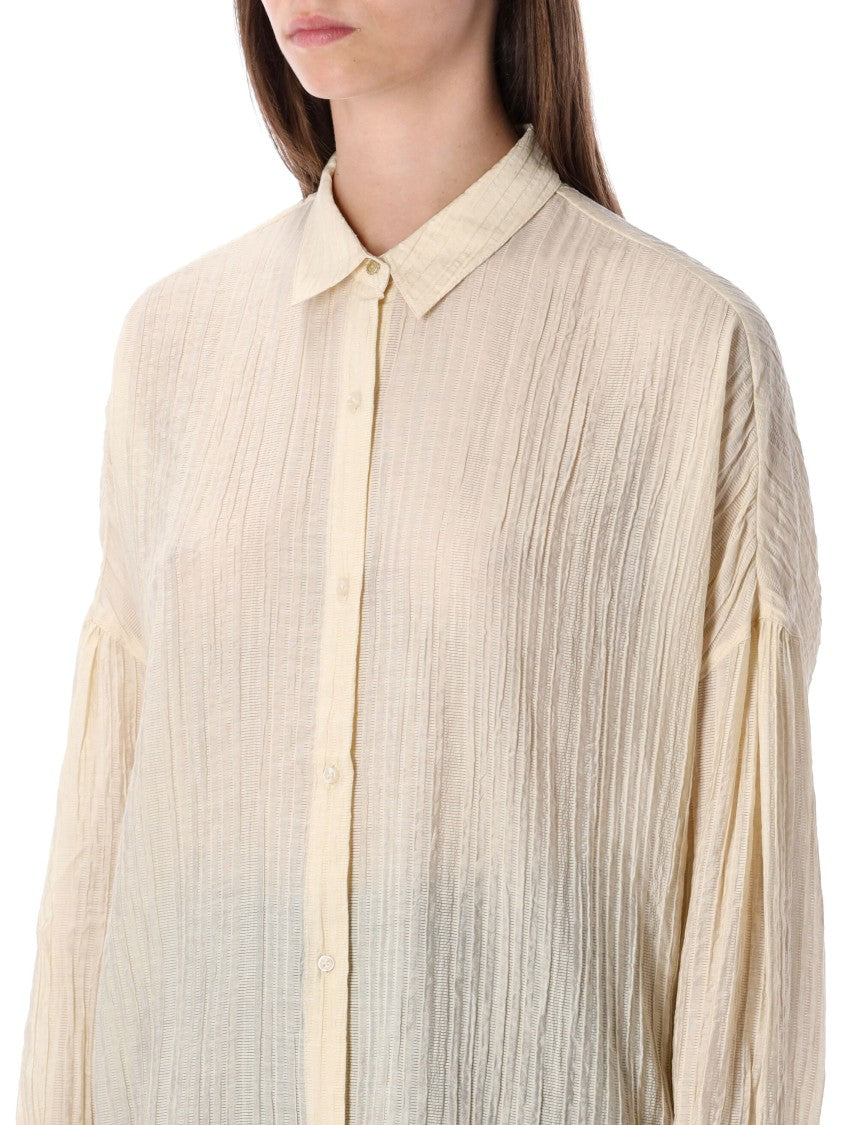 Sessùn Beige Crepe Striped Shirt