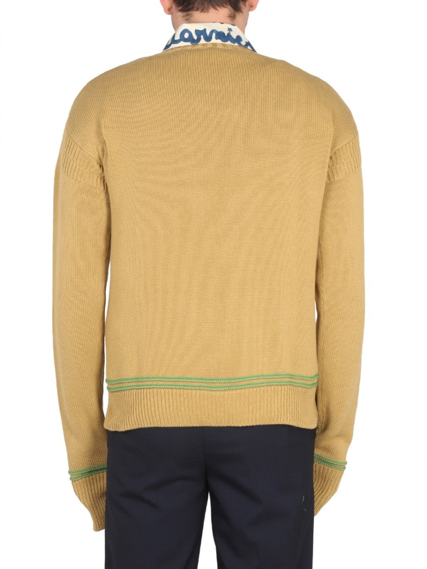 Marni Cross-Neck Knit Sweatshirt