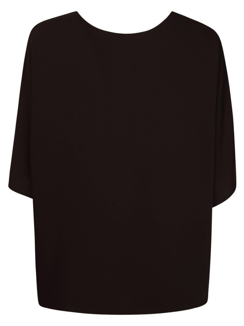 Parosh Brown Boxy Cady Cropped Blouse