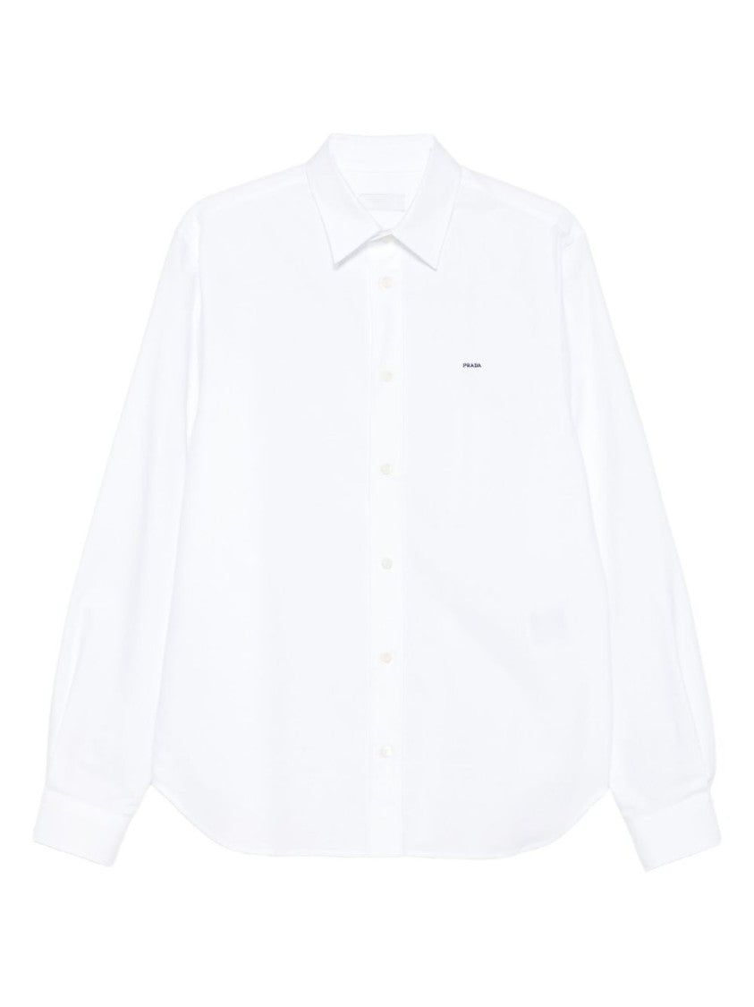 Prada Tailored White Button-Up Shirt With Pointed Collar