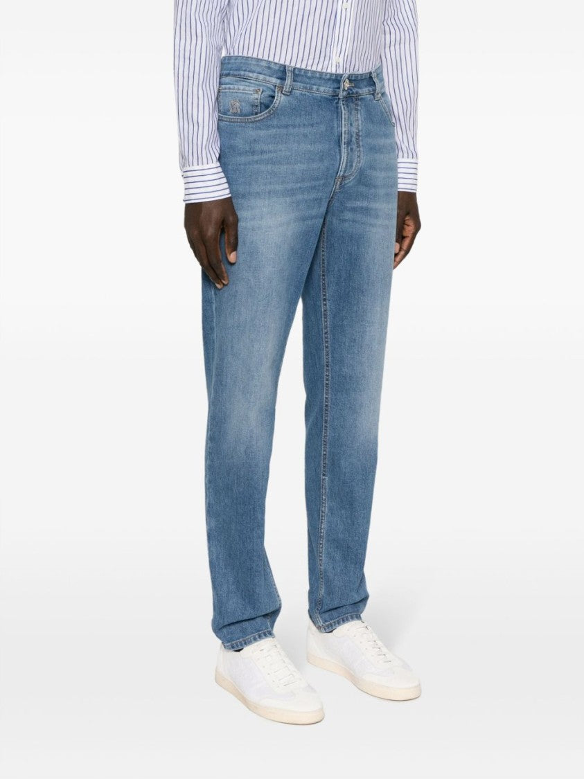 Brunello Cucinelli Straight-Leg Jeans With Subtle Fading
