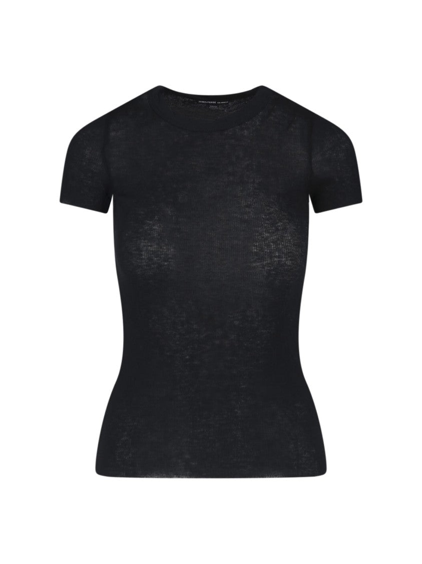 James Perse Black Cotton-Blend Fitted Short-Sleeve T-Shirt