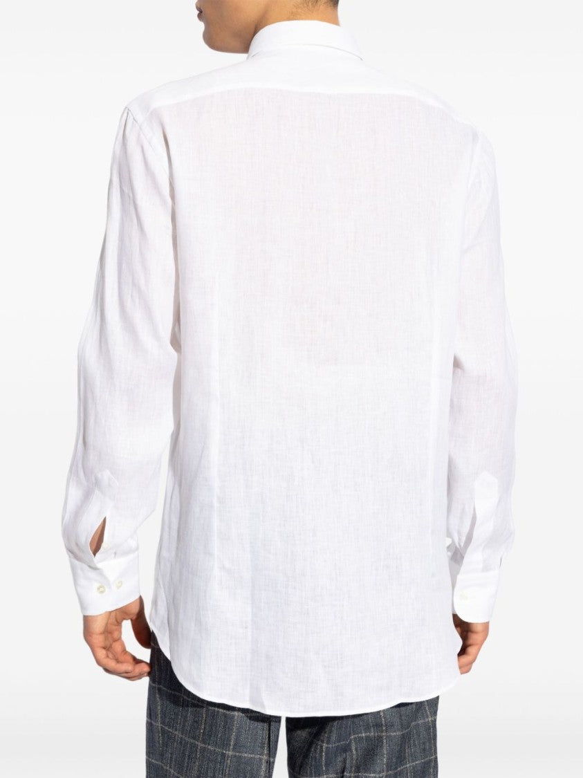 Etro Long Sleeve White Linen Shirt