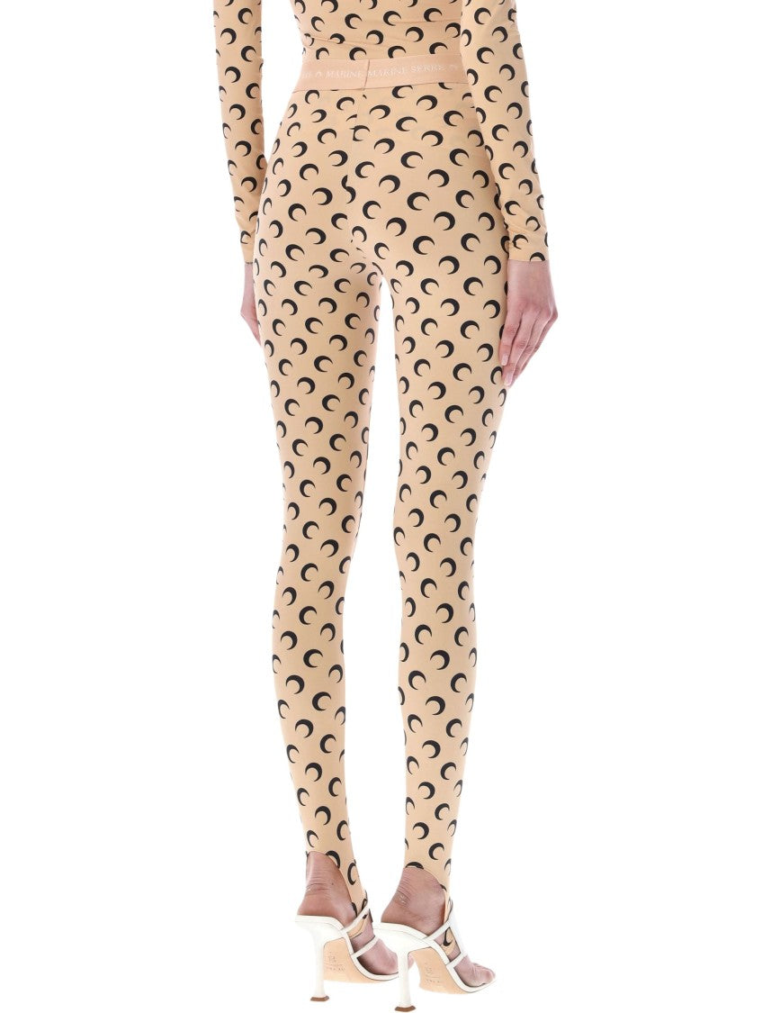 Marine Serre High-Waisted Leggings With Crescent Moon Pattern