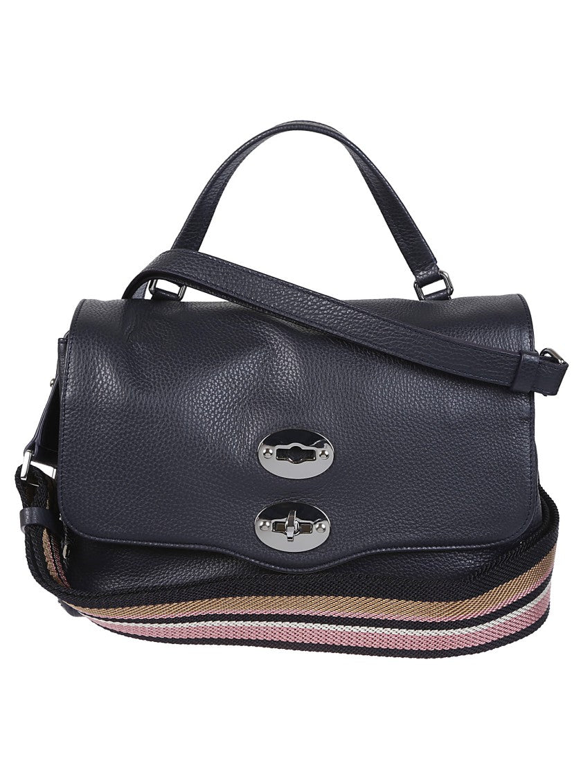 Zanellato Structured Leather Shoulder Bag With Woven Strap Detail