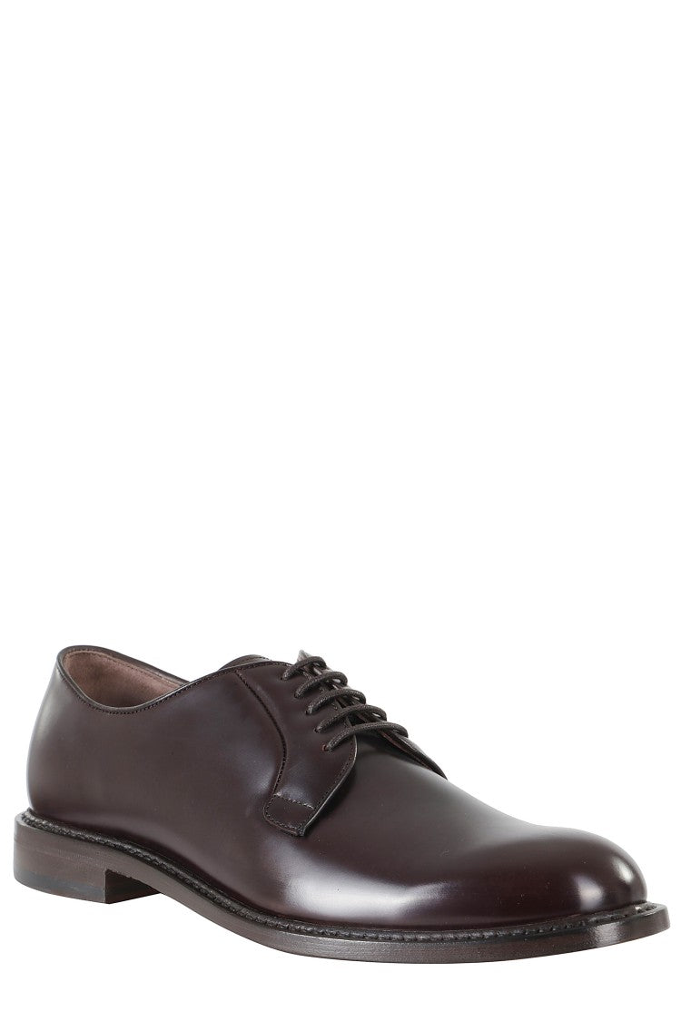 John Spencer Brown Smooth Lace-Up Derby Shoes