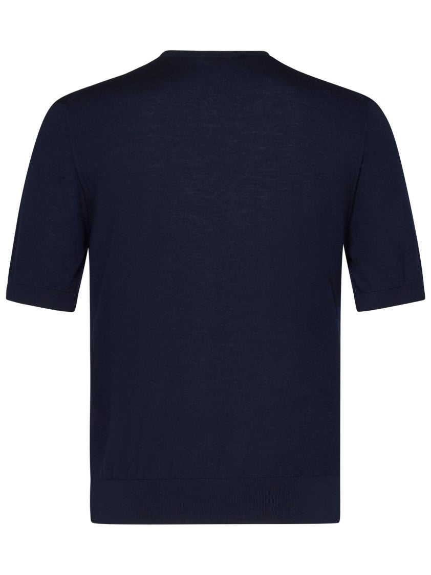 Cruciani Short-Sleeved Crewneck Wool Knit Top