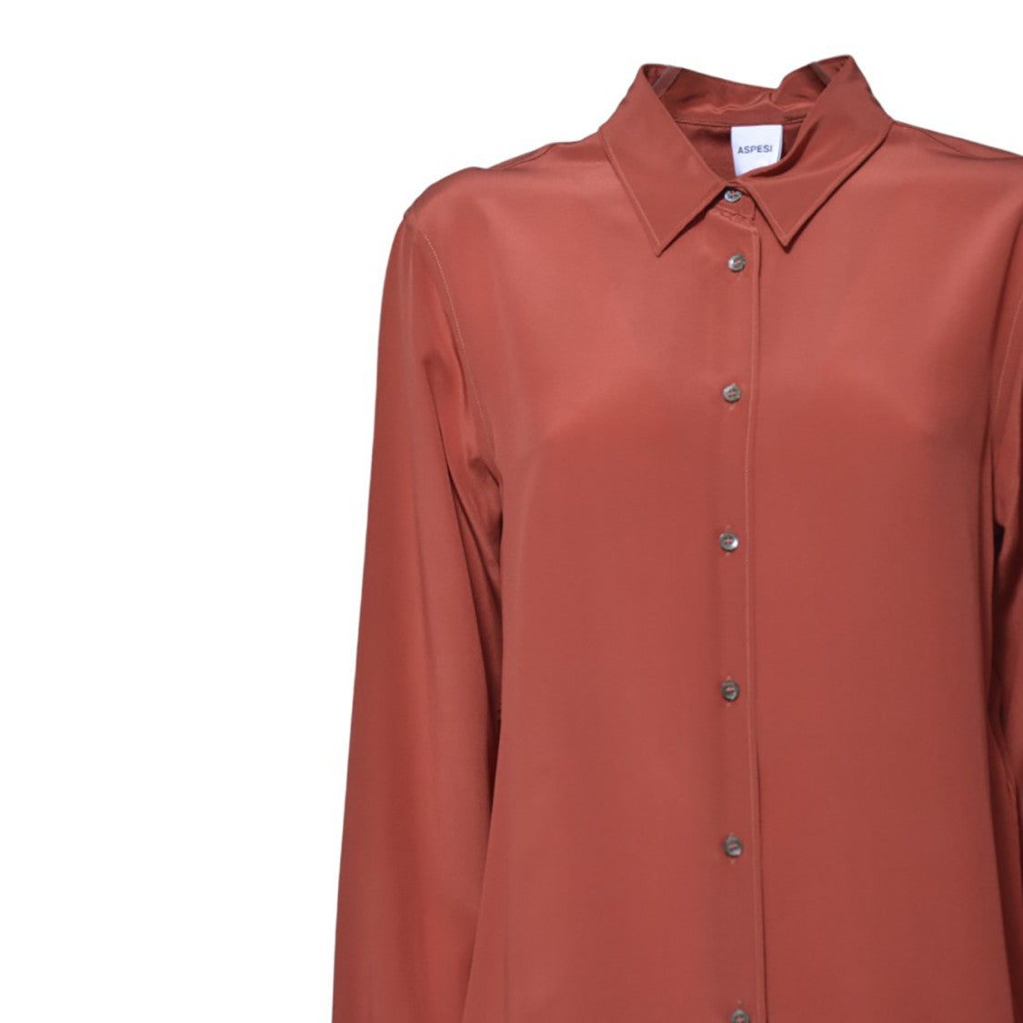 Aspesi Classic Pure Silk Shirt In Brick Red