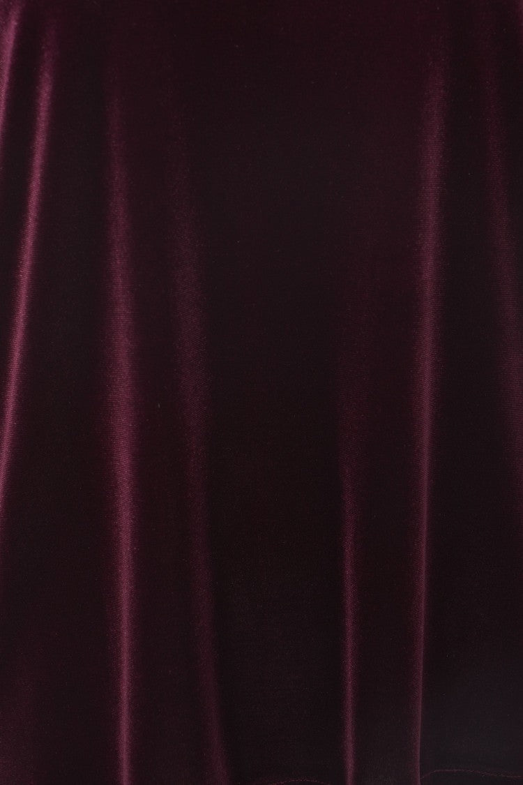 Gender Burgundy Velvet T-Shirt With Classic Round Neckline