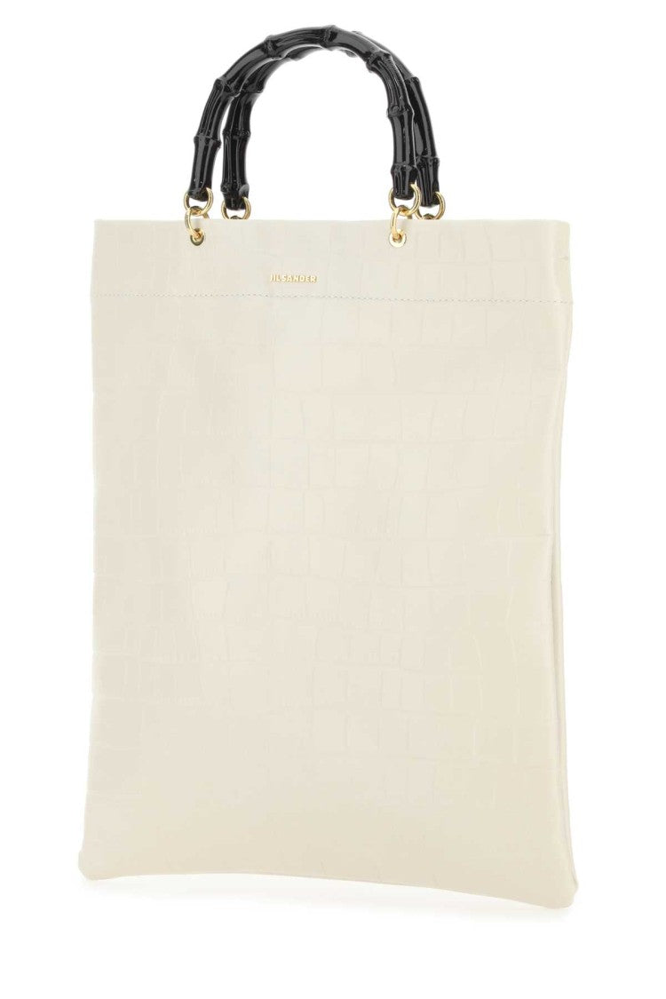 Jil Sander Ivory Leather Medium Shopping Bag