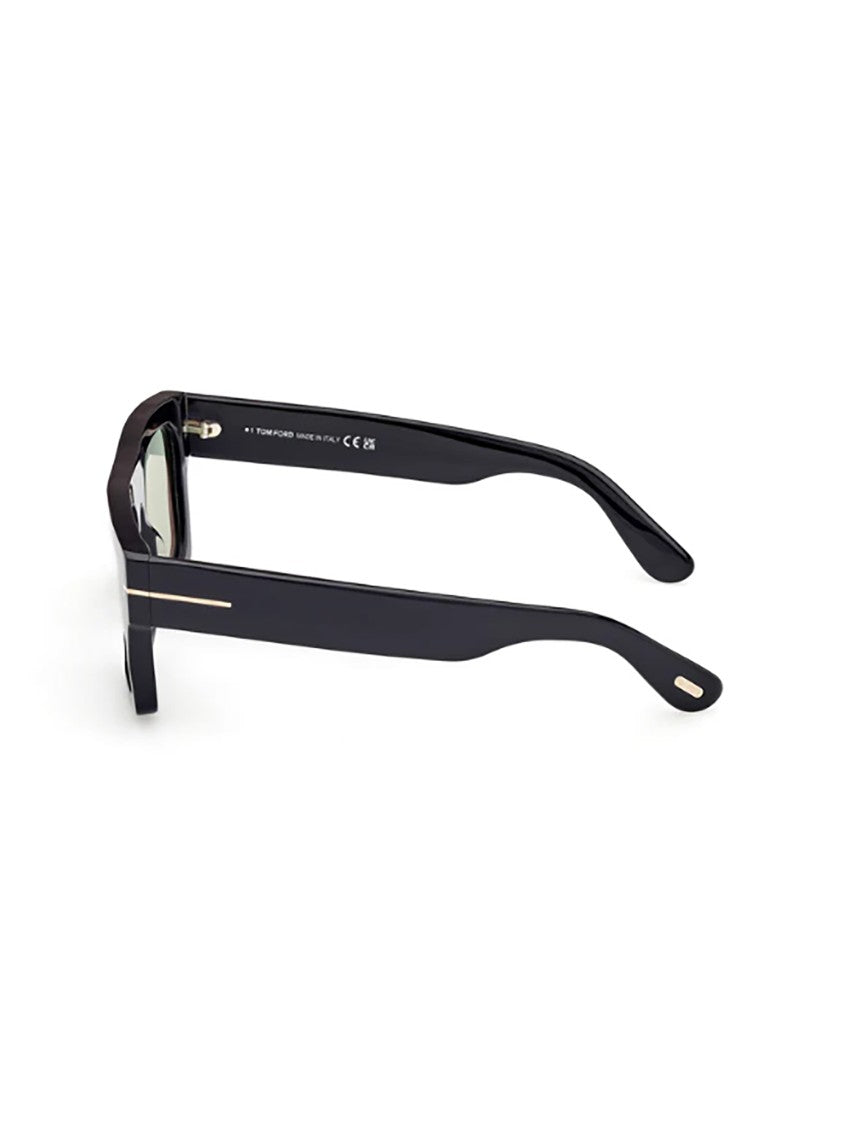 Tom Ford Bold Rectangular Black Acetate Sunglasses