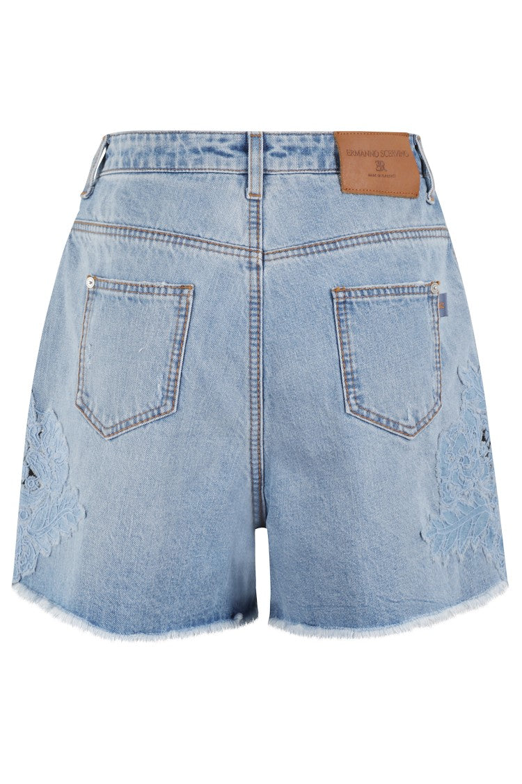 Ermanno Scervino High-Waisted Shorts With Wide Leg And Macramé Inserts