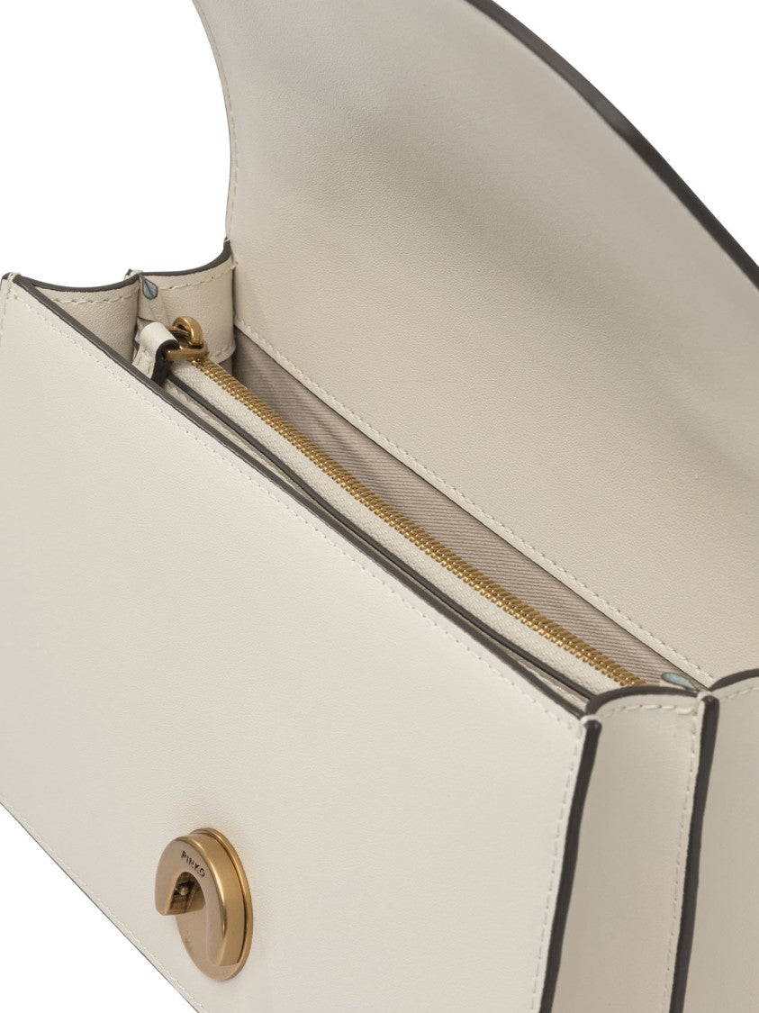 Pinko Structured Shoulder Bag In Calfskin Leather