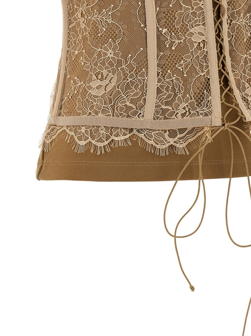 Giuseppe Di Morabito Bustier T-Shirt With Lace Appliqué And Back Zip Closure