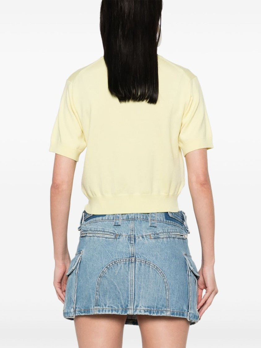 Kenzo Light Yellow Crew Neck Ribbed Top