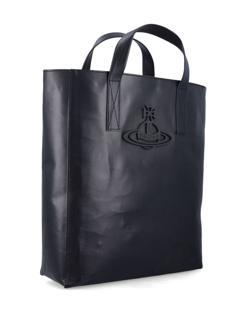 Vivienne Westwood Sleek Black Handbag With Dual Top Handles