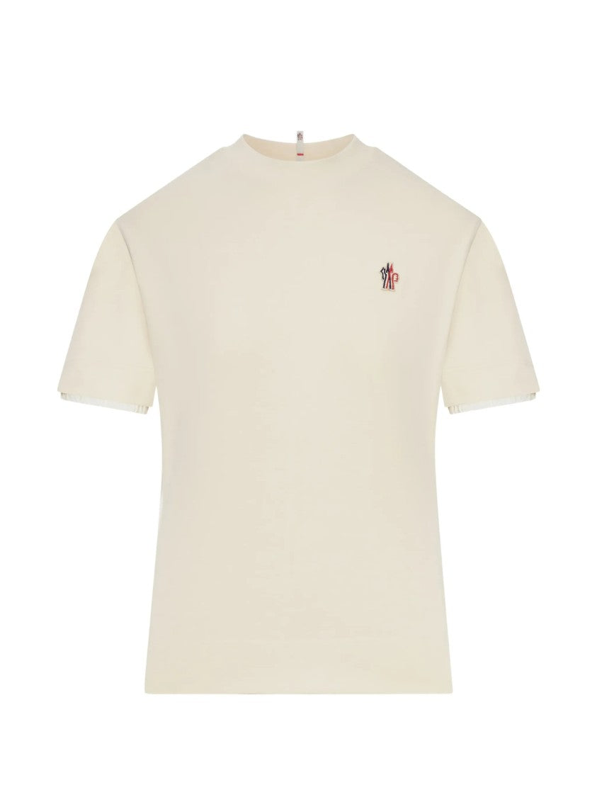 Moncler Grenoble Neutral Minimalist Cotton Blend T-Shirt