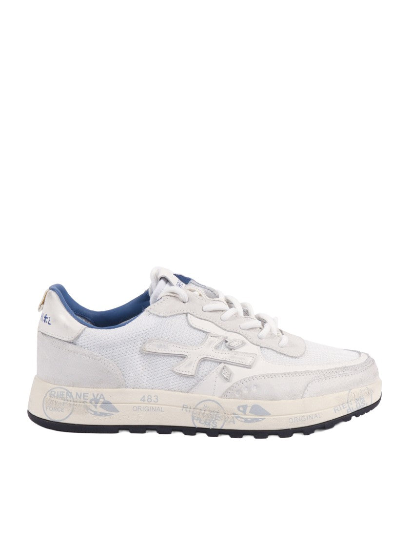 Premiata Nous White Mesh Leather Sneakers