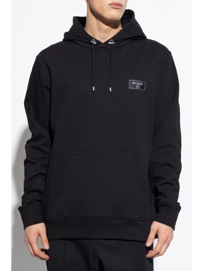 Balmain Classic Black Hoodie With Kangaroo Pocket