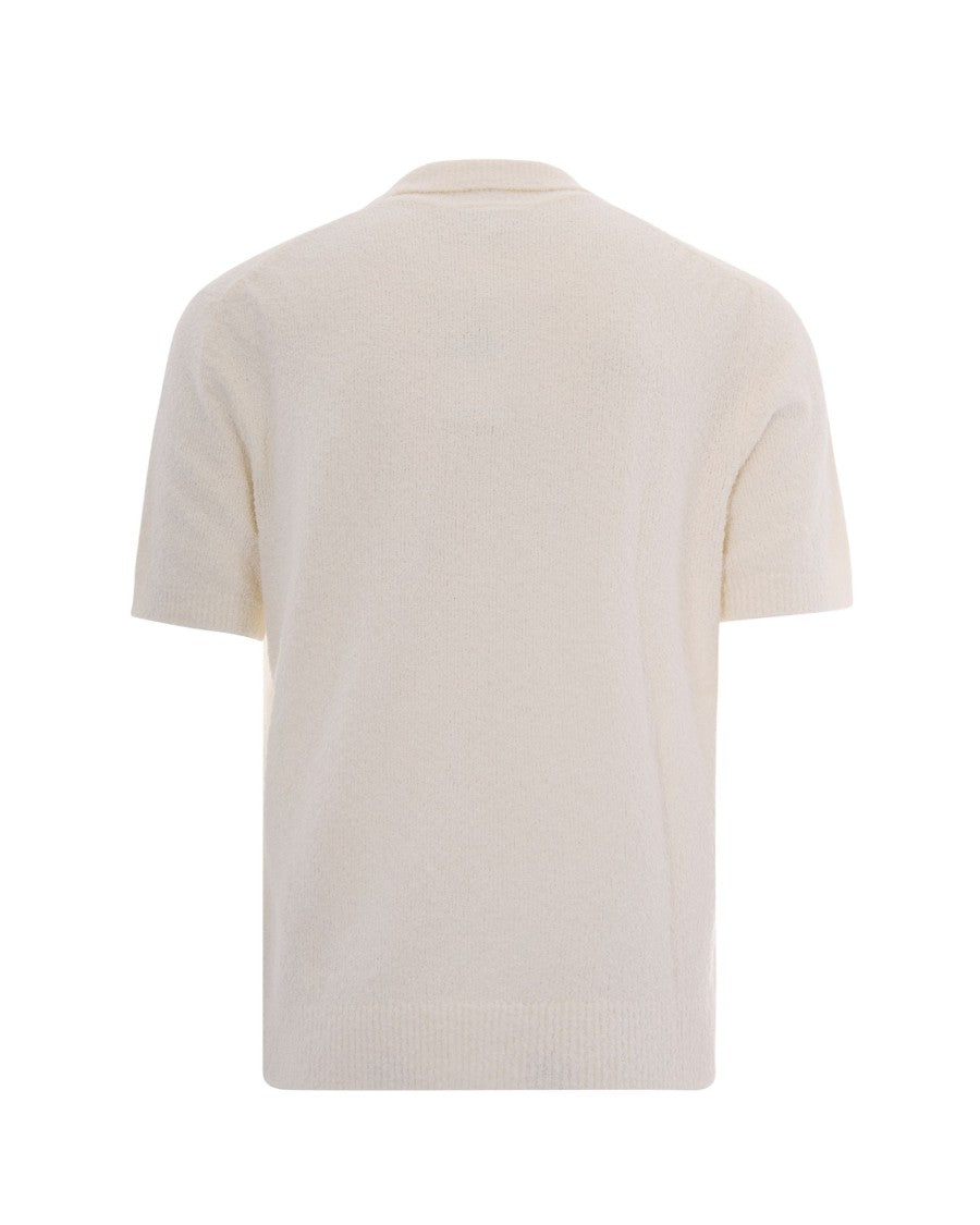 Lacoste Textured Bouclé Knit Polo Shirt With Embroidered Crocodile