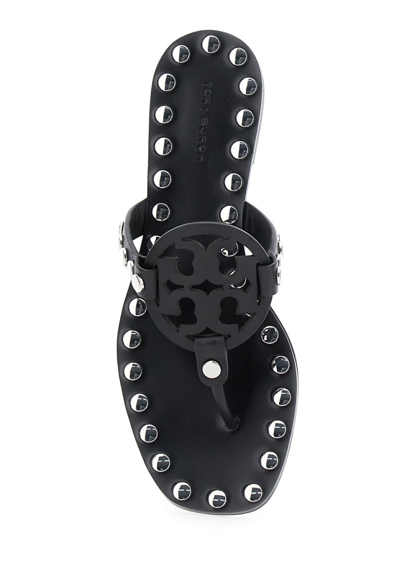 Tory Burch Studded Miller Sandals With Logo Embellishment