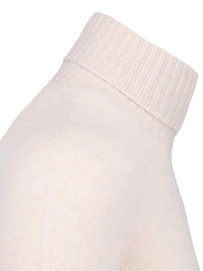 Drumohr Turtleneck Sweater In Cream Cashmere Ribbed Trim