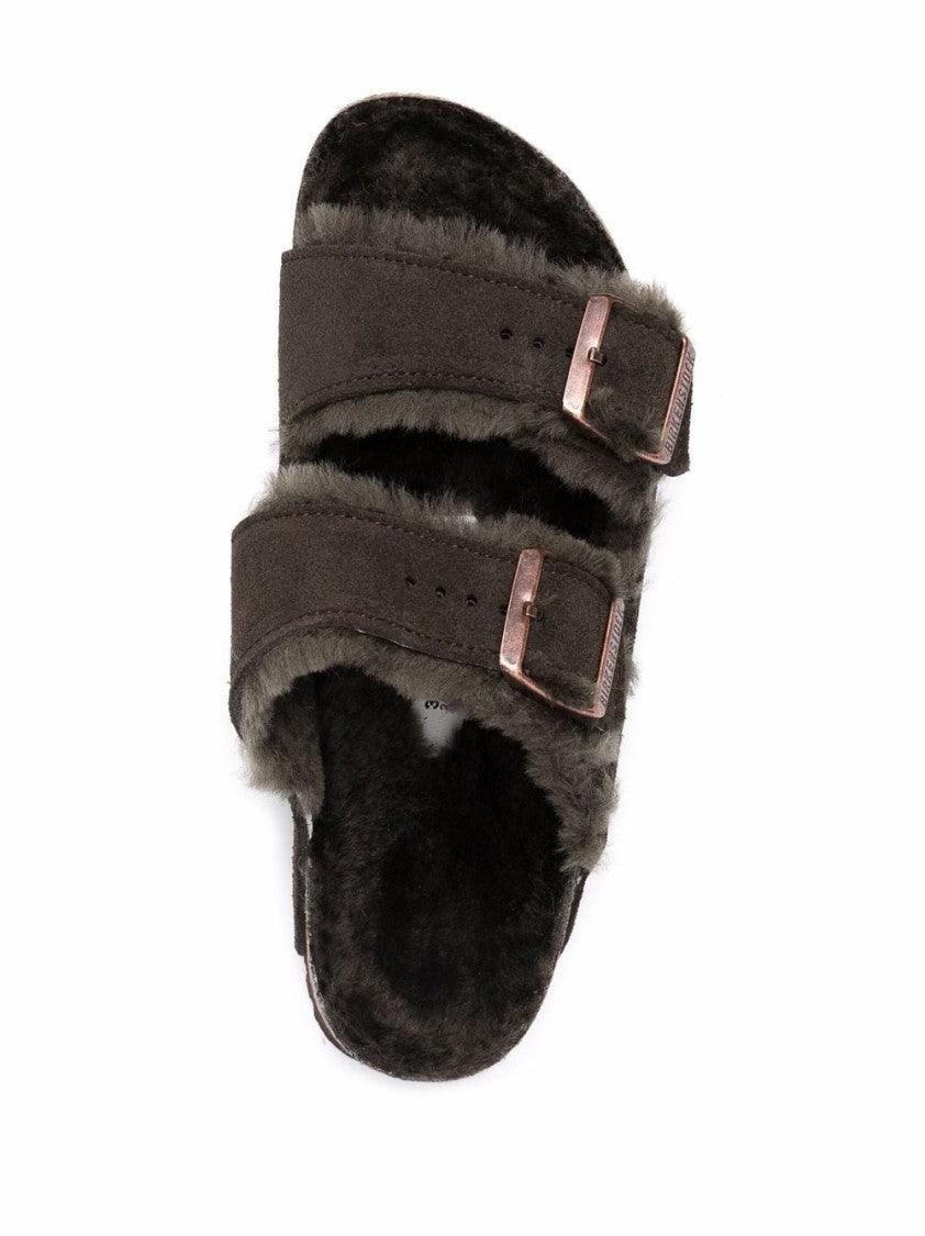 Birkenstock Arizona Shearling Lined Suede Two-Strap Sandals