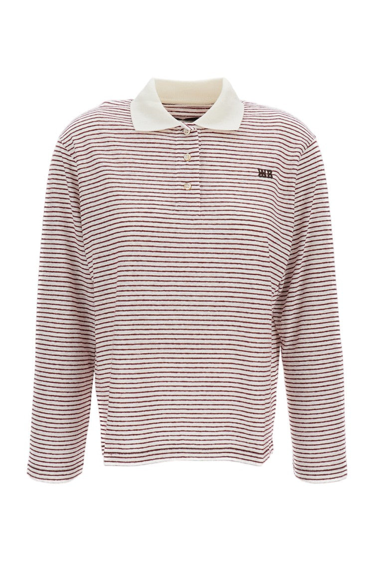 Wales Bonner Pink/Red/White Trust Striped Linen Cotton Polo Shirt