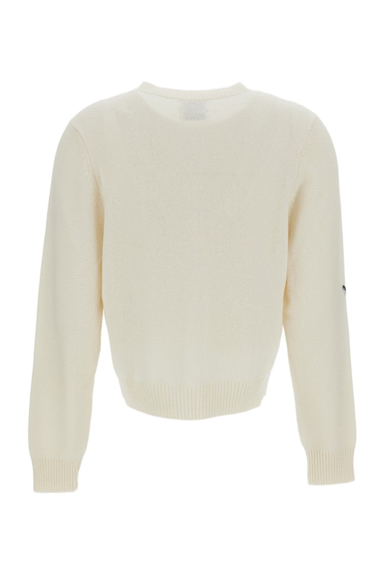 Barrie White/Multicolor Thistle Motif Cashmere Cardigan