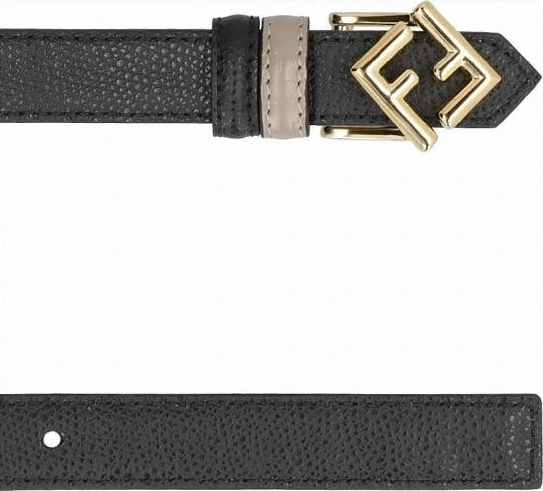 Fendi Textured Black Leather Belt