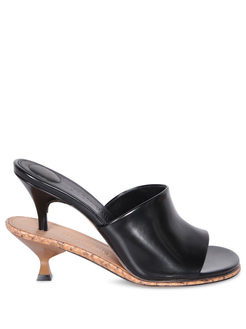 Jacquemus Black Leather Open-Toe Mules