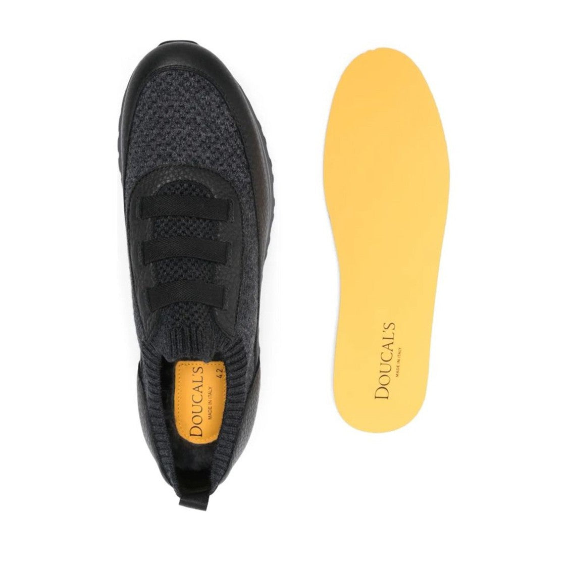 Doucal's Black Low-Profile Textured Leather Sneakers