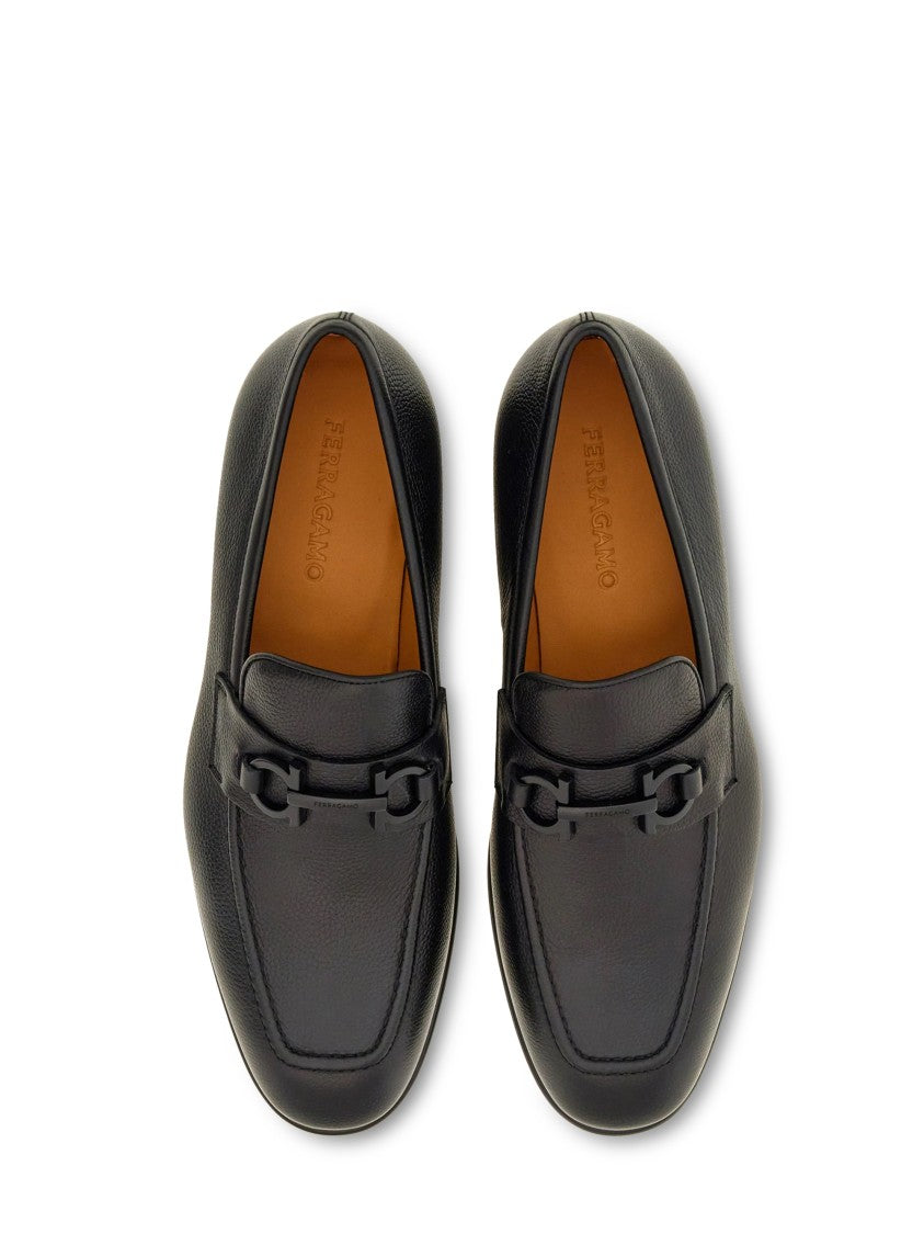 Ferragamo Minimalist Calf Leather Flats With Rounded Square Toe