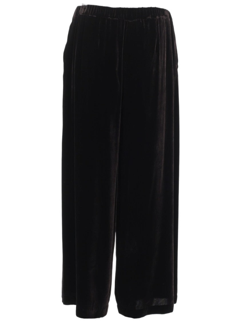 P.A.R.O.S.H. Cropped Loose Black Wide-Leg Pants With Elastic Waistband