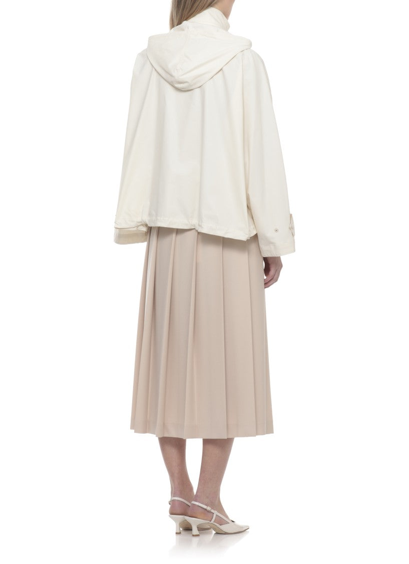 Fabiana Filippi Ivory Drawstring Hooded Cotton Jacket