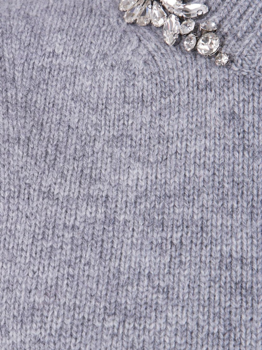 Semi Couture Elegant Light Grey Gilet With Crystal Embellishments