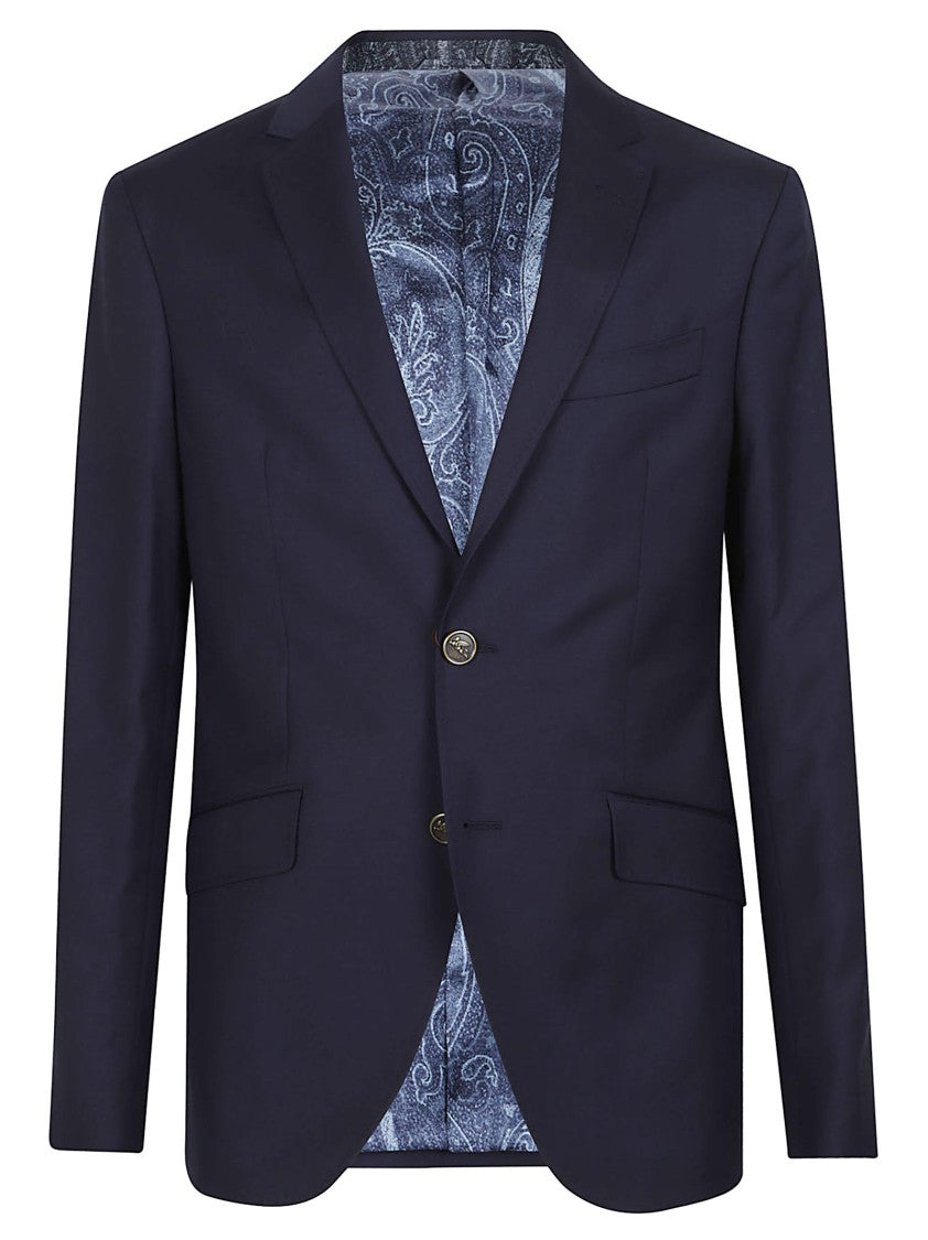 Etro Roma Paisley-Lined Tailored Wool Blazer