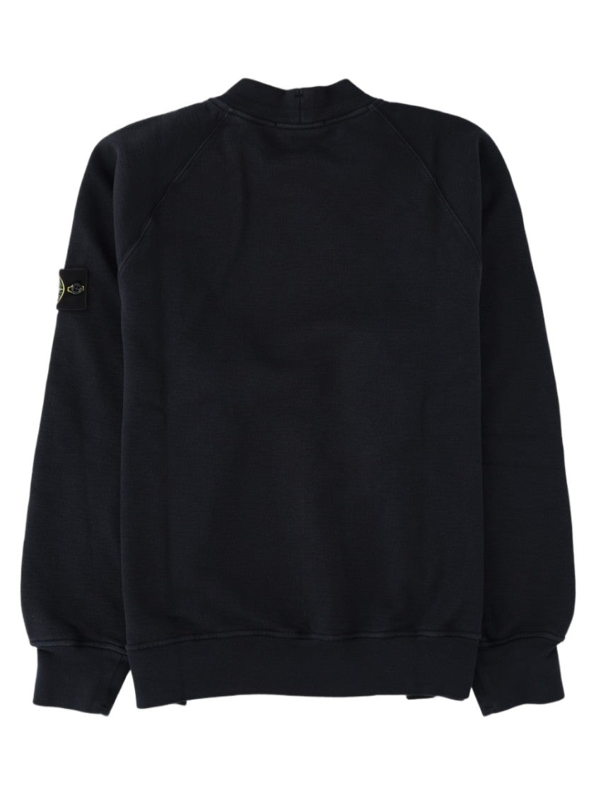 Stone Island Blue Crewneck Logo Cotton Sweatshirt