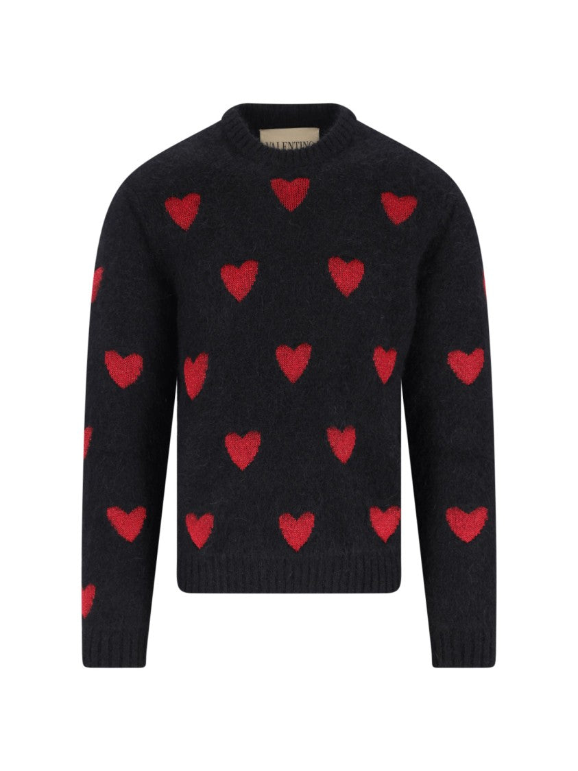 Valentino Heart Jacquard Sweater – Navy