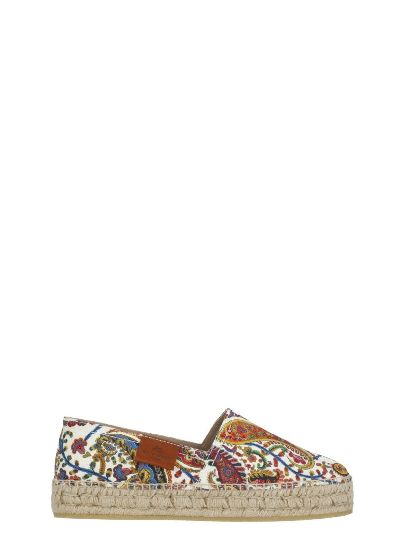 Etro Ivory Printed Gabardine Paisley Espadrilles