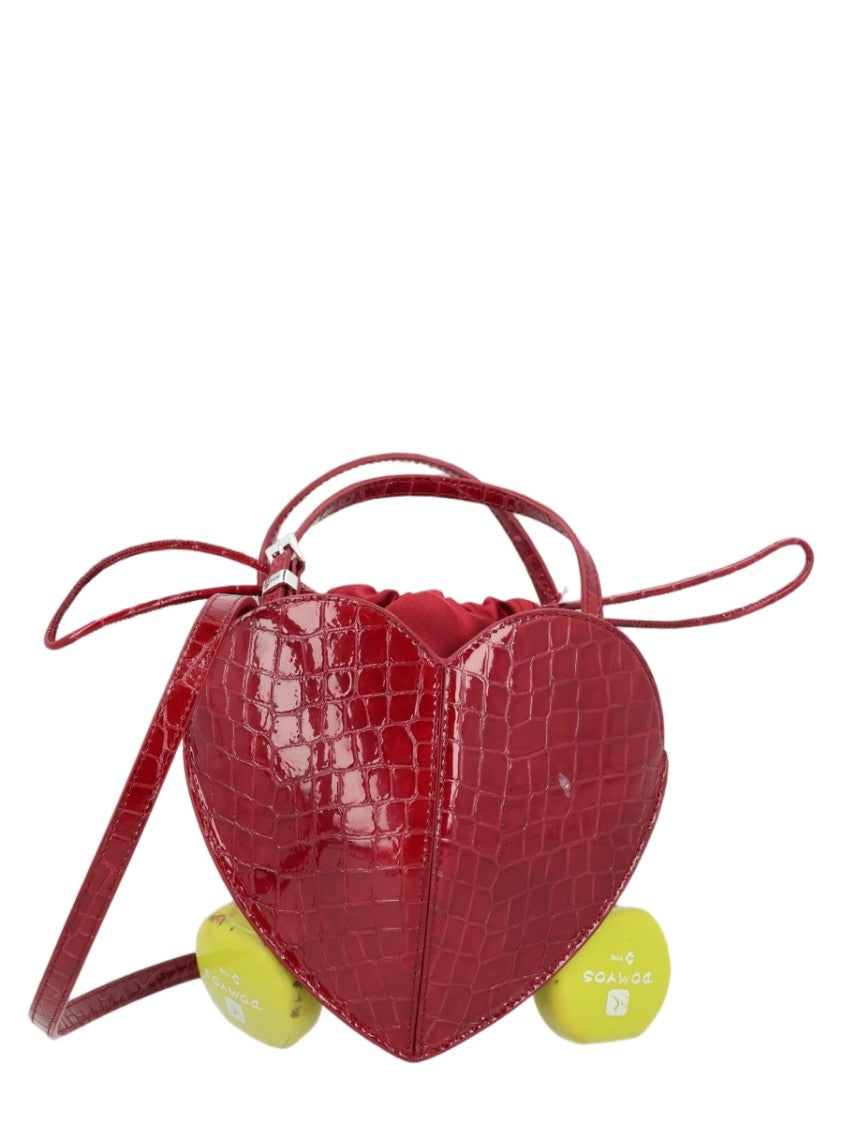 Rotate Heart-Shaped Handbag In Crocodile-Embossed Leather