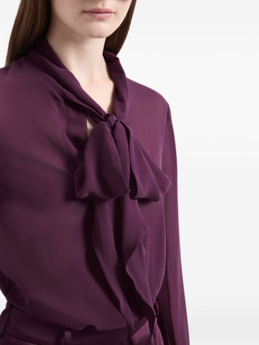 Nina Ricci Lightweight Sheer Blouse With Bow Tie Detail