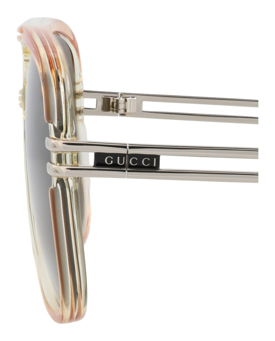 Gucci Aviator-Frame Acetate Sunglasses With Metal Temples