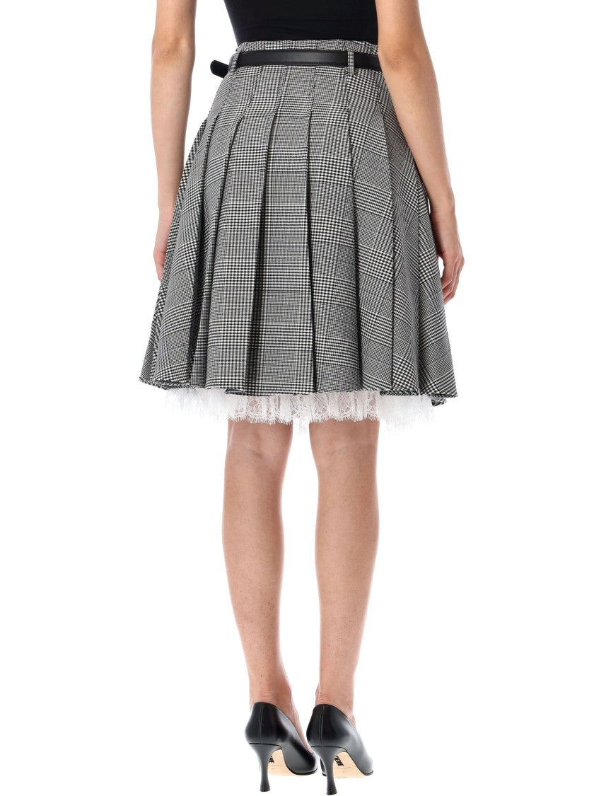 Self-Portrait Prince Of Wales Check Pleated Midi Skirt
