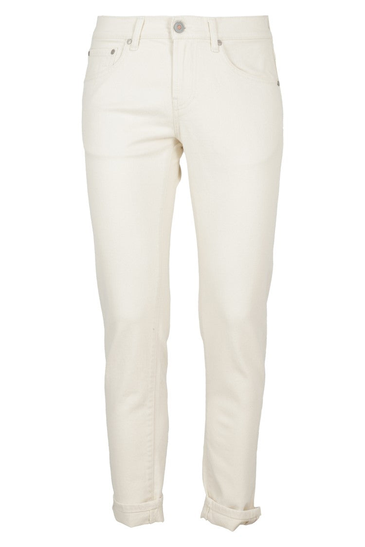 Tela Genova Ecru Slim-Fit Jeans With Cropped Cuffs